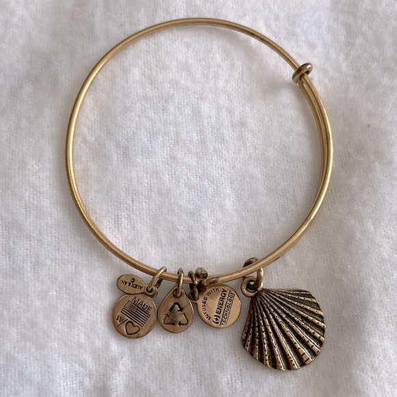 Alex and Ani Shell Charm Bangle Bracelet, Gold - Picture 2 of 3